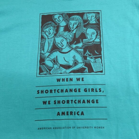 American Vintage Tops - Vintage University Womens Shirt Medium Blue Green Female Rights